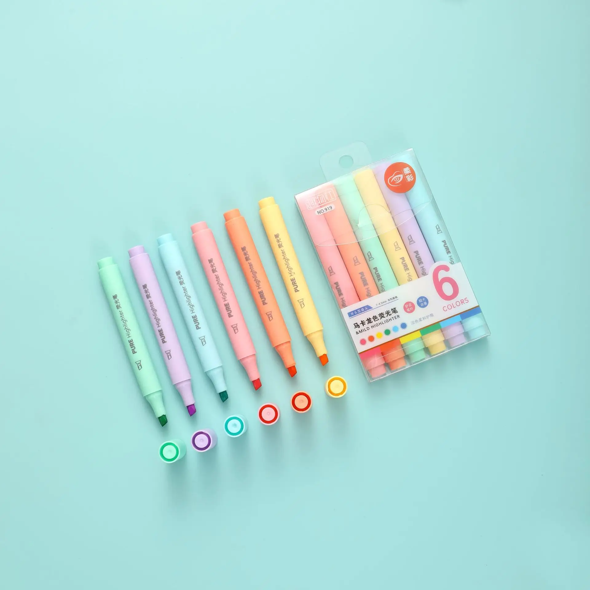 6 Pçs/set Cor Pastel Macaron M - Pastel Highlighter Set Double Ended avaliação e preço